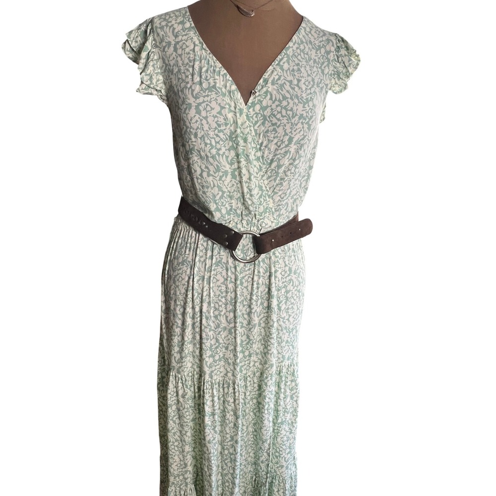 floral tiered dress ruffle sleeves vneck cottagecore prairie SM boho